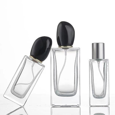 Bouteille de parfums en verre carré de 50 ml de capacité de 100 ml et capuchon irrégulier distinctif