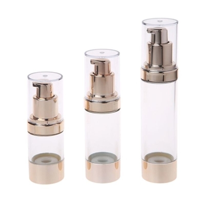 Bottle de pompe sans air en plastique en aluminium d'or de qualité supérieure