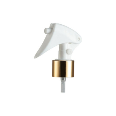 Mini pulvérisateur à déclencheur en plastique avec collier en aluminium doré