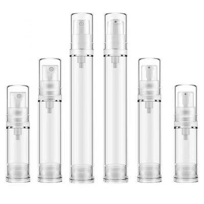 Flacon pompe airless en plastique AS de capacité 5ml 10ml 15ml en gros avec système de pompe à vide et impression sérigraphique personnalisée