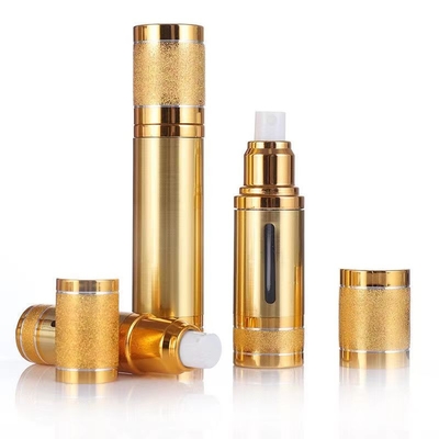 Bouteille sans air en aluminium 50 ml argent or avec différentes pompes pour les cosmétiques