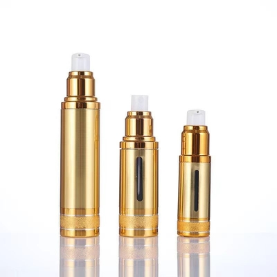 Bouteille sans air en aluminium 50 ml argent or avec différentes pompes pour les cosmétiques