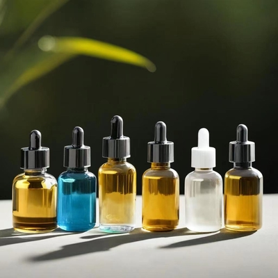 Bouteille d'huile essentielle ambrée conviviale avec tête de gouttelette en plastique et pipette en verre 5ml 10ml 30ml 50ml 100ml