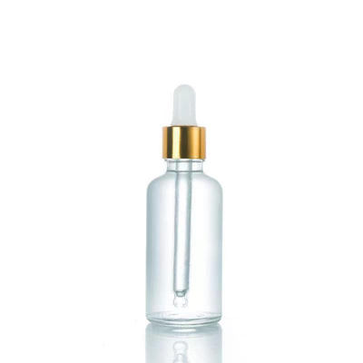 Bouteille à l' épaule en verre rond vide d' huile personnalisée avec gouttière en aluminium 10 ml 30 ml 50 ml