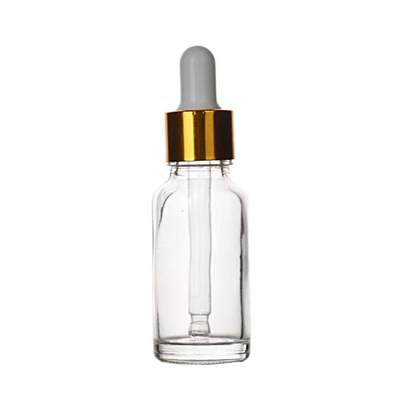 Bouteille à l' épaule en verre rond vide d' huile personnalisée avec gouttière en aluminium 10 ml 30 ml 50 ml