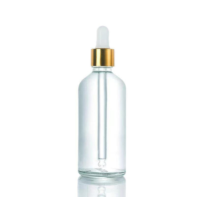 Bouteille à l' épaule en verre rond vide d' huile personnalisée avec gouttière en aluminium 10 ml 30 ml 50 ml