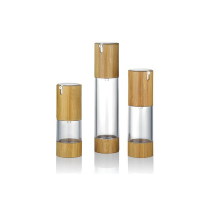 Bouteille de pompe sans air en aluminium en bois de 30 ml avec des couleurs personnalisées