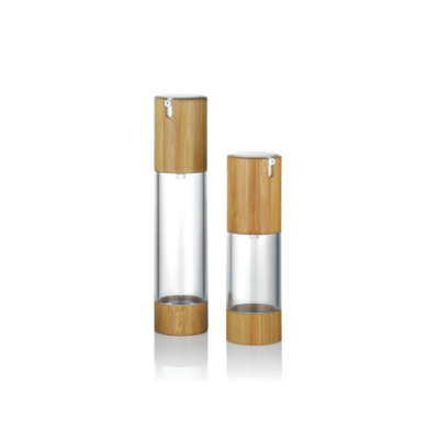 Bouteille de pompe sans air en aluminium en bois de 30 ml avec des couleurs personnalisées