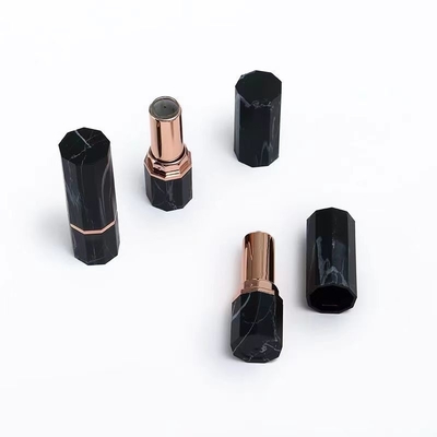Luxe rouge à lèvres blanc et noir tube vide contenant en forme de sexangle