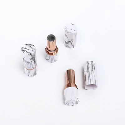 Luxe rouge à lèvres blanc et noir tube vide contenant en forme de sexangle
