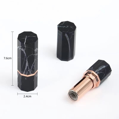 Luxe rouge à lèvres blanc et noir tube vide contenant en forme de sexangle