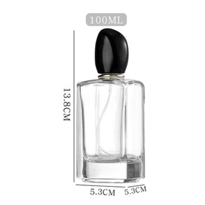 Bouteille de parfums en verre carré de 50 ml de capacité de 100 ml et capuchon irrégulier distinctif