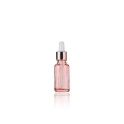 Bouteille essentielle en verre rose en gros avec bouchon de gouttelette en aluminium doré