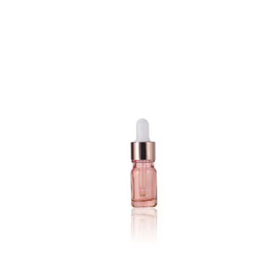 Bouteille essentielle en verre rose en gros avec bouchon de gouttelette en aluminium doré