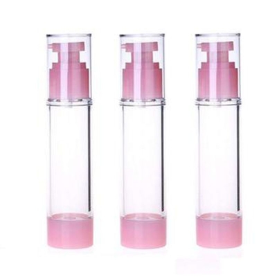Couleur rose Bouteille de pompe sans air en plastique 50 ml normalement utilisée pour les soins personnels cosmétiques