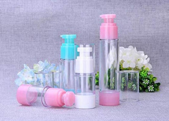 Couleur rose Bouteille de pompe sans air en plastique 50 ml normalement utilisée pour les soins personnels cosmétiques