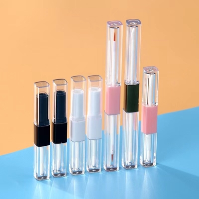 1.2ml et 2.5ml en plastique carré Slim Lip Gloss Tube à double tête avec des couleurs personnalisées