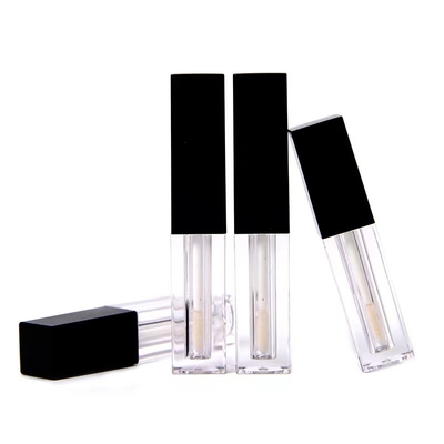Tuyau de luxe à lèvres carré personnalisé en noir et transparent avec une capacité de 1,2 ml