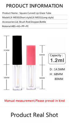 1.2 ml tube de polisseur pour lèvres en plastique cylindrique avec capuchon long couleurs personnalisées acceptées