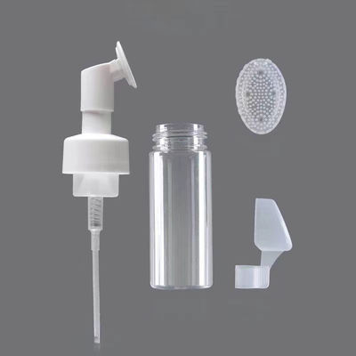 Bouteille en plastique de 100 ml 150 ml 200 ml avec pompe à mousse et pinceau en silicone pour emballage cosmétique personnalisé