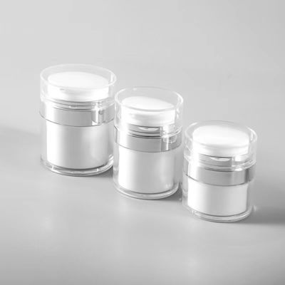 Pot airless en plastique acrylique personnalisé avec matériau PP et sérigraphie pour lotion cosmétique et crème pour le visage