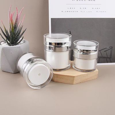 Pot airless en plastique acrylique personnalisé avec matériau PP et sérigraphie pour lotion cosmétique et crème pour le visage