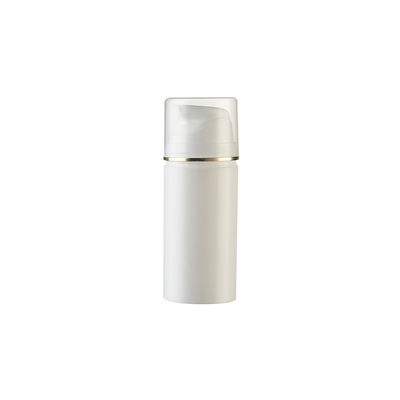 Flacon airless en plastique PP en gros avec bague dorée UV et capacité de 15 ml à 200 ml pour applications cosmétiques