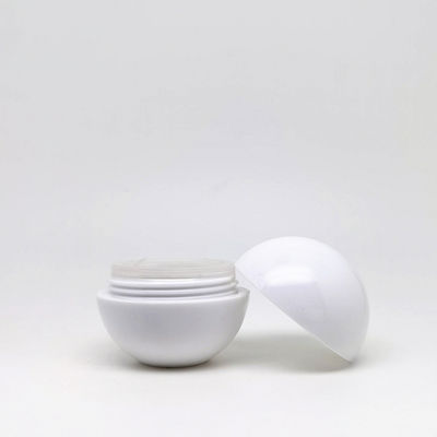 Pot à crème sphérique léger en plastique PS blanc de 25 g avec PET 100 % frais et délai de livraison de 20 jours