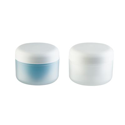 Pot à crème en plastique PP blanc bleu mat avec surface mate, 100% PP frais pour emballage cosmétique