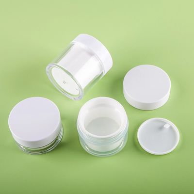 15g 30g 50g AS Bouteille de crème ronde en plastique à double couche pour emballage cosmétique avec sérigraphie