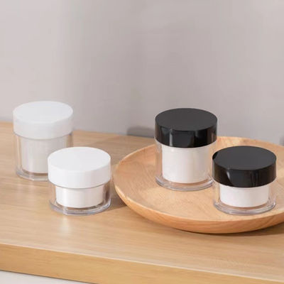 Pot à crème rond double couche en plastique AS de luxe 15g 30g 50g pour cosmétiques