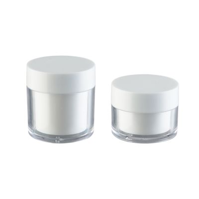Pot à crème rond double couche en plastique AS transparent 15g 30g 50g