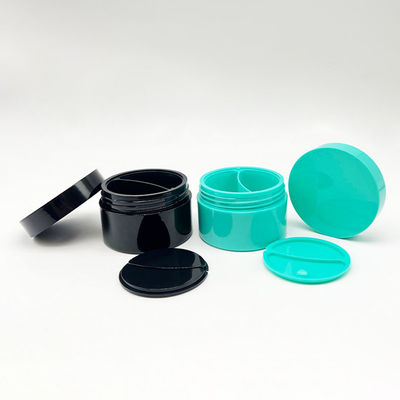 Pot à crème cylindrique à double couche en plastique PP à surface mate 50+50g avec disque pour emballage cosmétique