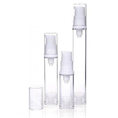 Flacon pompe airless en plastique AS de capacité 5ml 10ml 15ml en gros avec système de pompe à vide et impression sérigraphique personnalisée