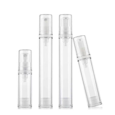 Flacon pompe airless en plastique AS de capacité 5ml 10ml 15ml en gros avec système de pompe à vide et impression sérigraphique personnalisée