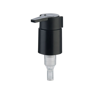 Pompe à lotion PP personnalisée noire et crème avec buse courte et longue et capuchon aluminium-plastique