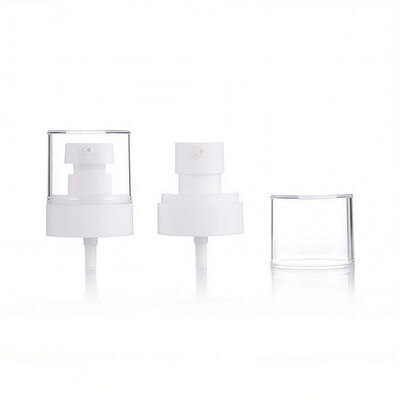 Pompe à lotion en plastique blanc avec capuchon de protection transparent pour bouteilles cosmétiques