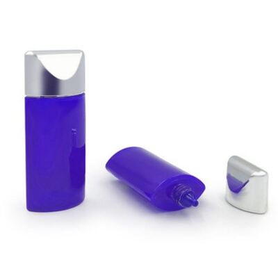 50ml Silver Cap Oval Sunscreen Lotion Bottle - Cosmetic Plastic Container for Skincare and BB Cream