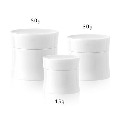 Pot de crème en plastique à double coque, vente en gros, 15g 30g 50g, avec PP de qualité alimentaire, pour soins de la peau et crèmes cosmétiques