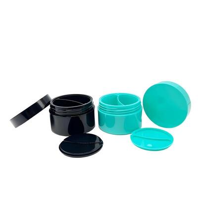 Pot de crème en plastique PP à Double grille 50 + 50g, avec stockage séparé à Double grille pour produits de soins de la peau, vente en gros