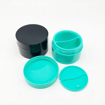 Pot de crème en plastique PP à Double grille 50 + 50g, avec stockage séparé à Double grille pour produits de soins de la peau, vente en gros