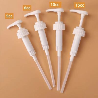 Pompes distributeurs de sirop en plastique de qualité alimentaire en gros 8cc 10cc 30cc en 28mm 33mm 38mm Tailles