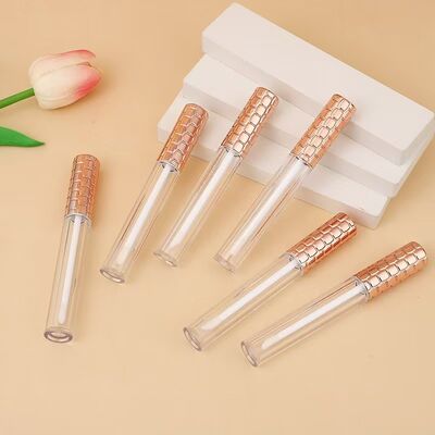 Vente en gros de tubes plastiques de 4,5 ml avec capuchon doré et pinceau blanc pour récipient cosmétique vide