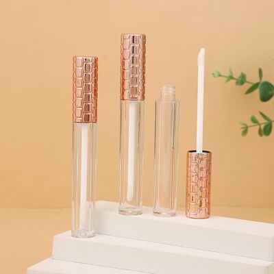 Vente en gros de tubes plastiques de 4,5 ml avec capuchon doré et pinceau blanc pour récipient cosmétique vide