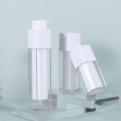 Bouteille de pompe sans air de forme carrée de 15 ml 30 ml 50 ml avec pompe à verrouillage rotatif pour produits de soins de la peau