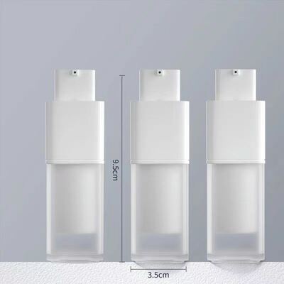 Bouteille de pompe sans air de forme carrée de 15 ml 30 ml 50 ml avec pompe à verrouillage rotatif pour produits de soins de la peau