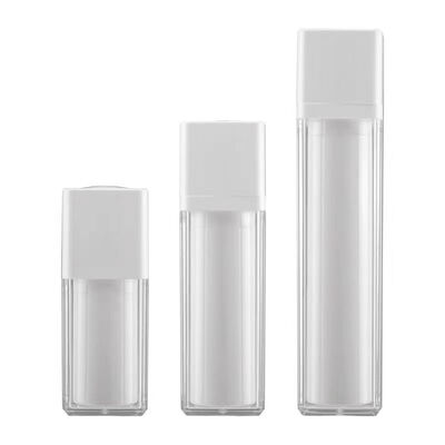 Bouteille de pompe sans air de forme carrée de 15 ml 30 ml 50 ml avec pompe à verrouillage rotatif pour produits de soins de la peau
